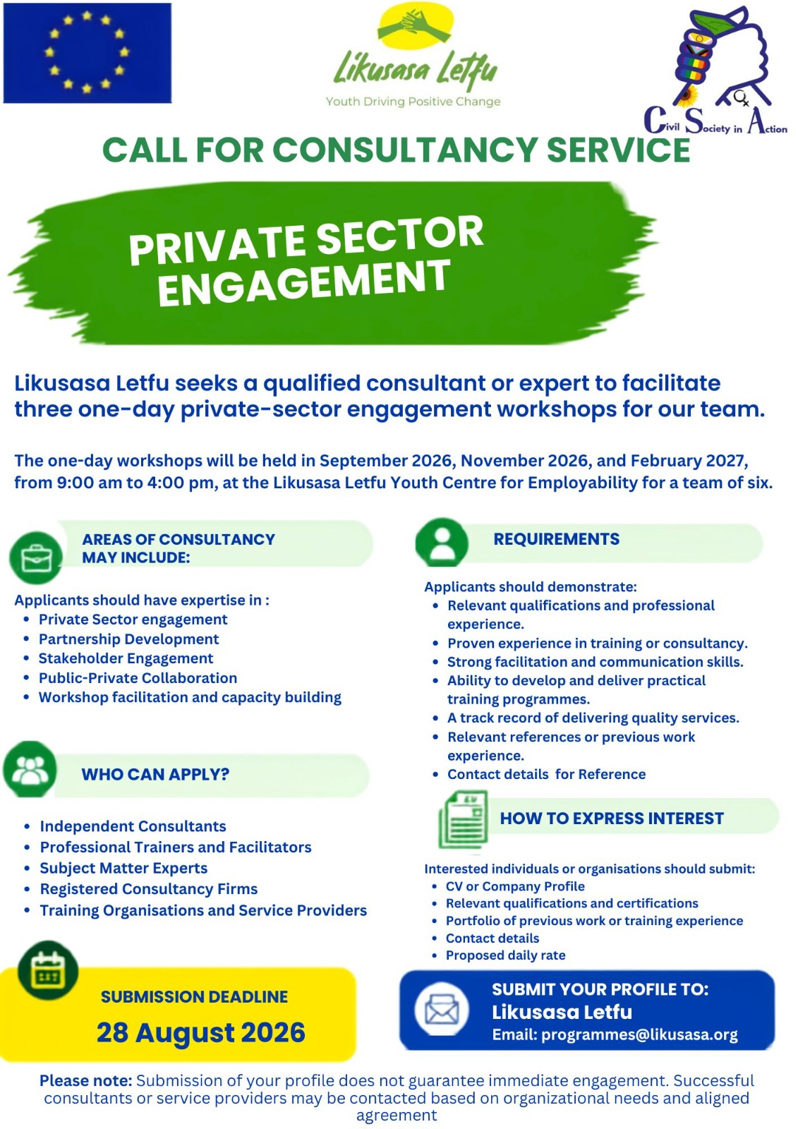 Private Sector Engament Consultant